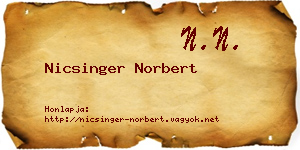 Nicsinger Norbert névjegykártya